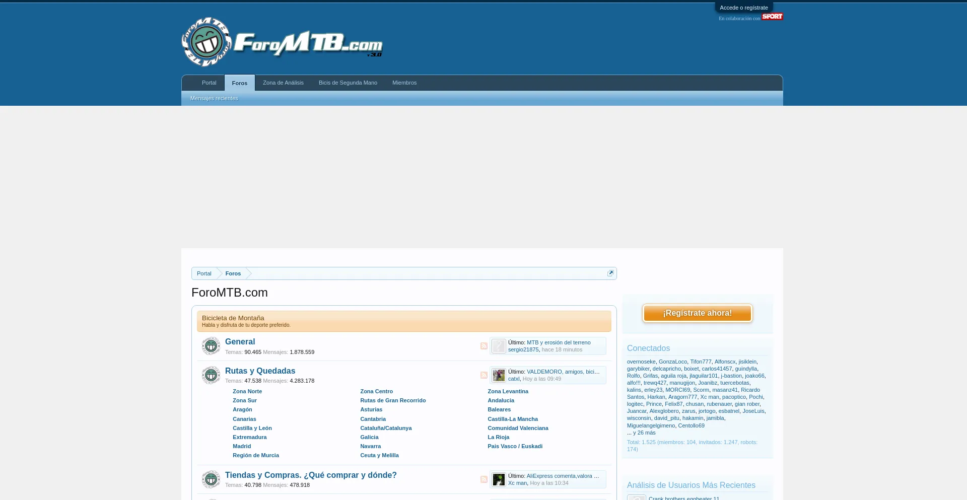 Website screenshot of Foromtb.com