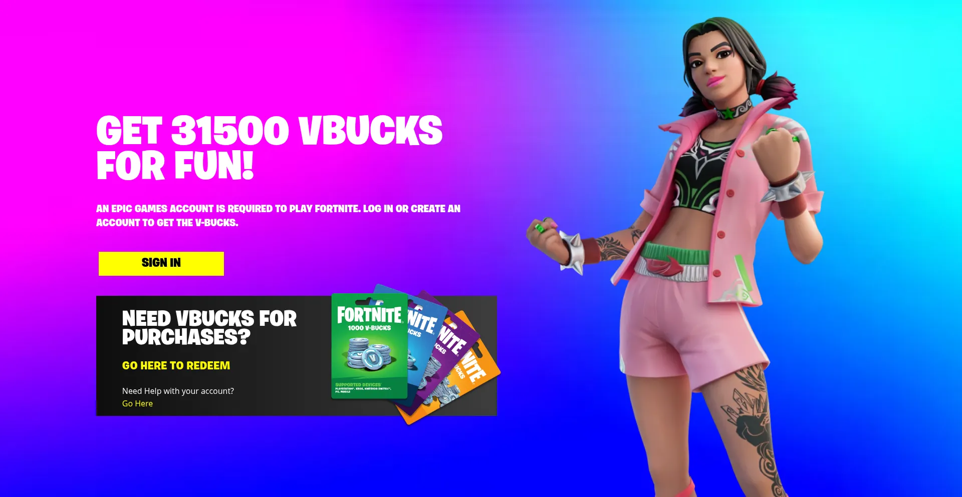 Website screenshot of Fortnitefun.com