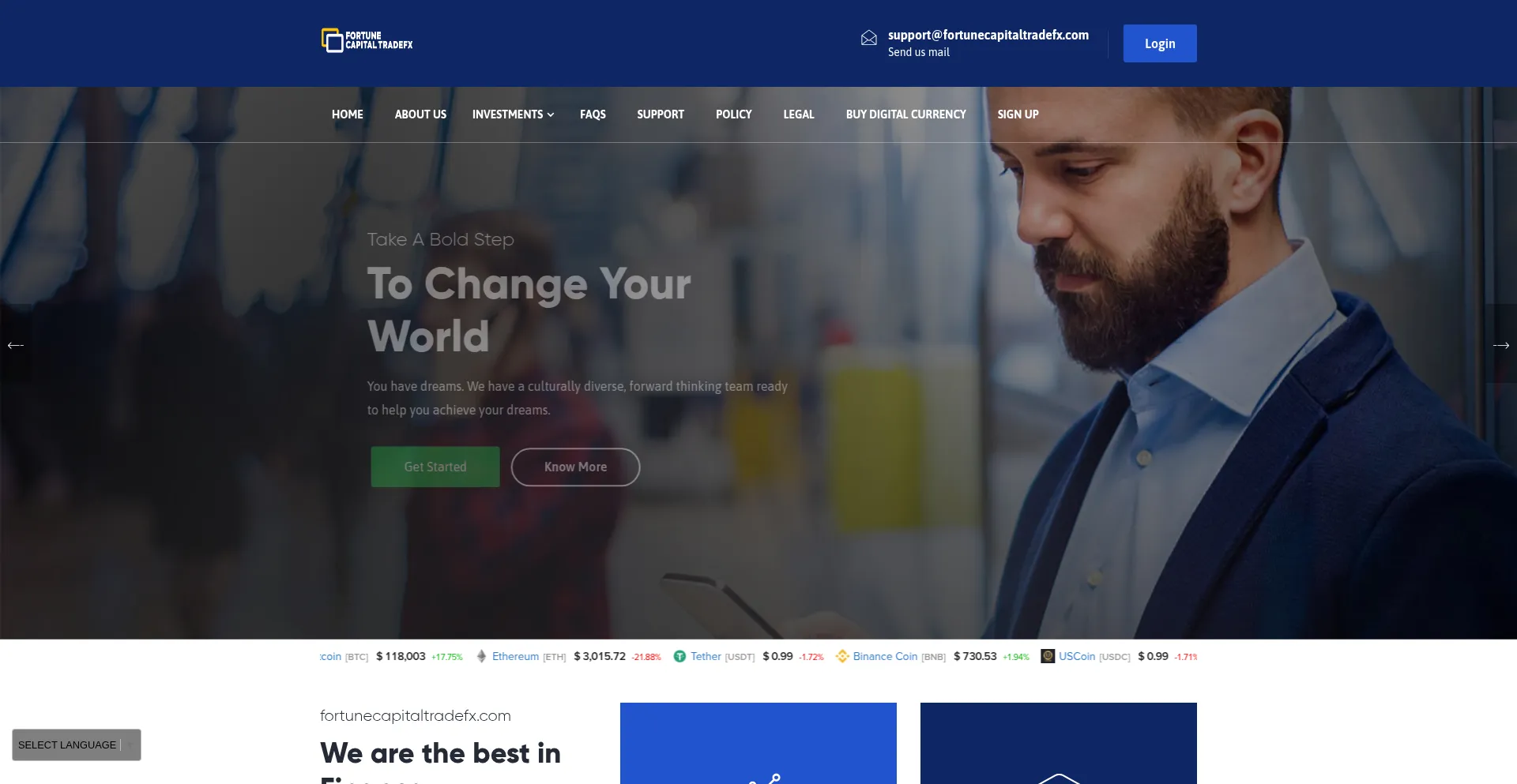 Website screenshot of Fortunecapitaltradefx.com