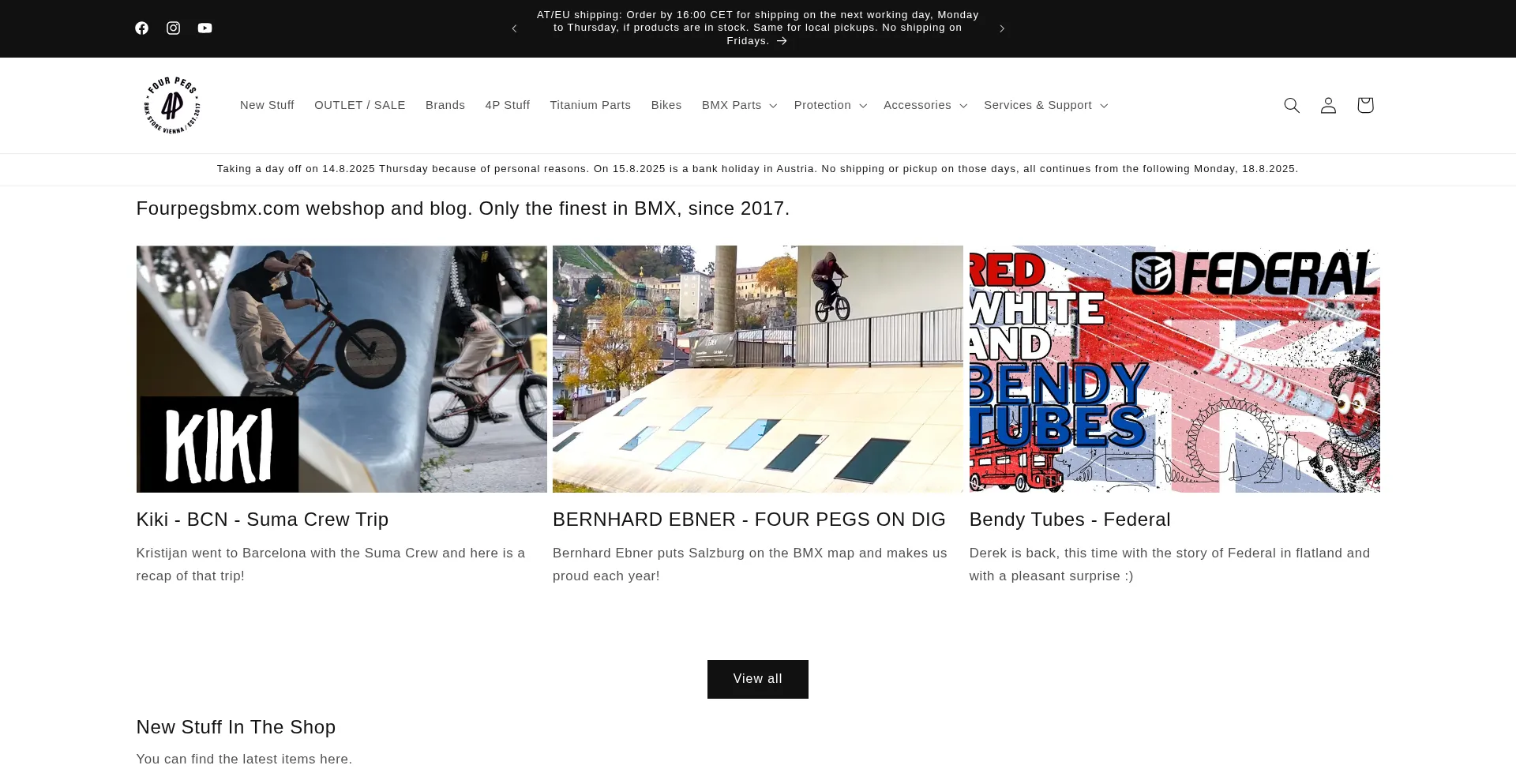 Website screenshot of Fourpegsbmx.com