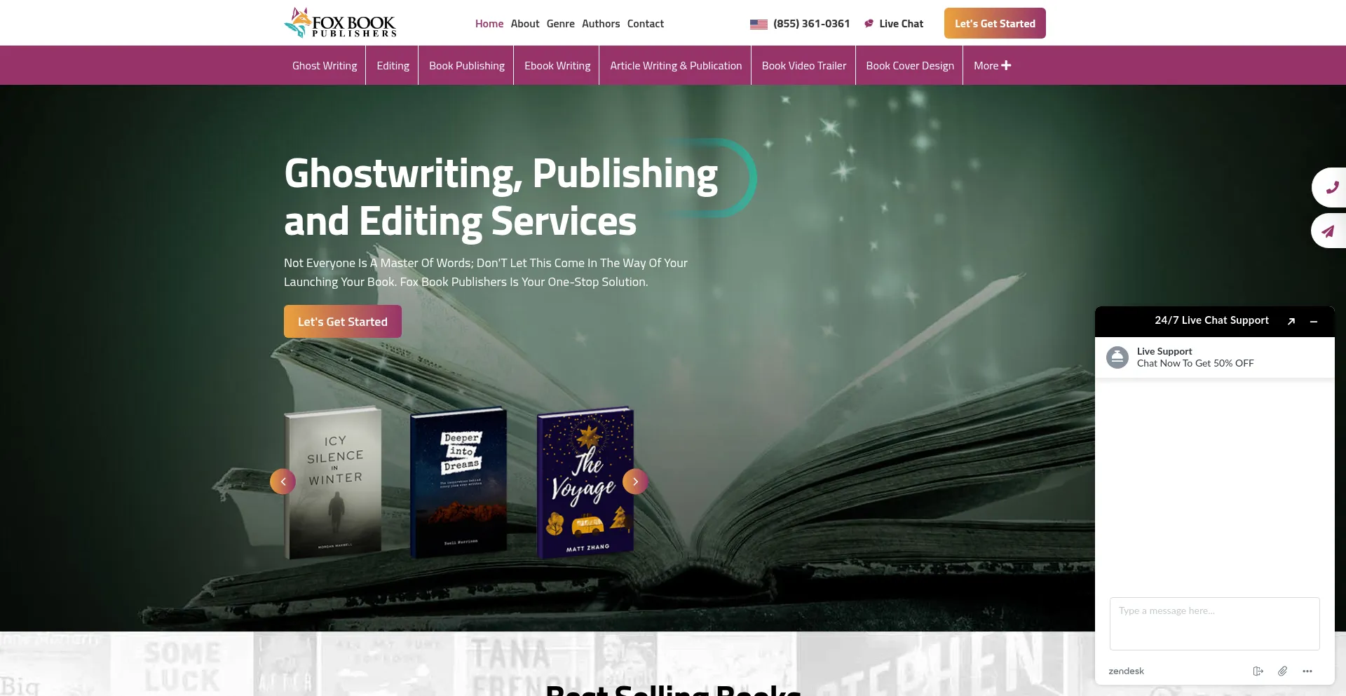 Website screenshot of Foxbookpublishers.com