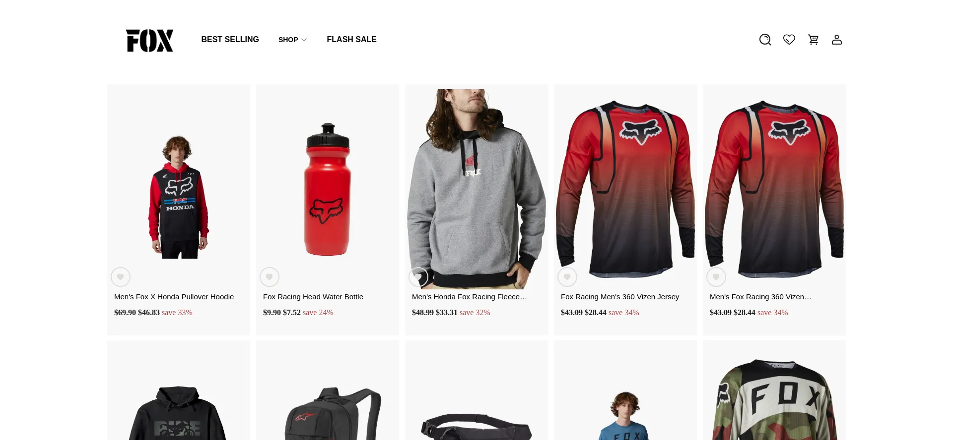Website screenshot of Foxracingoutlet.shop