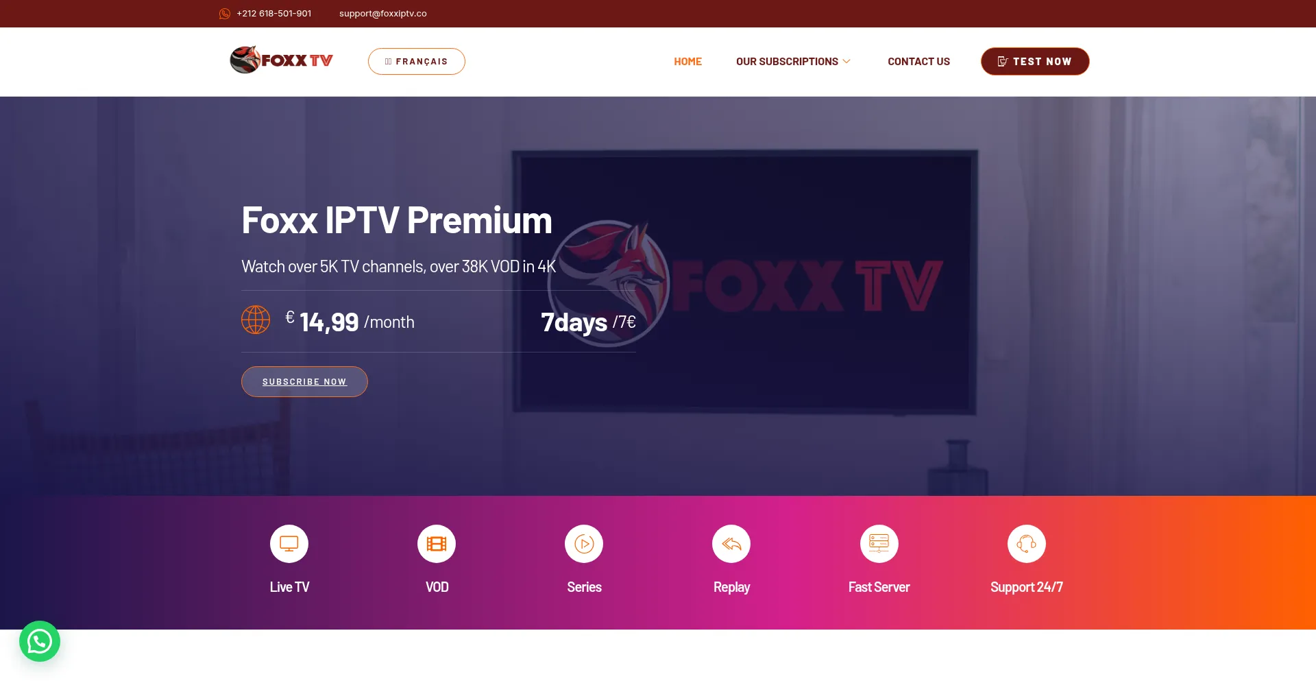 Website screenshot of Foxxiptv.co