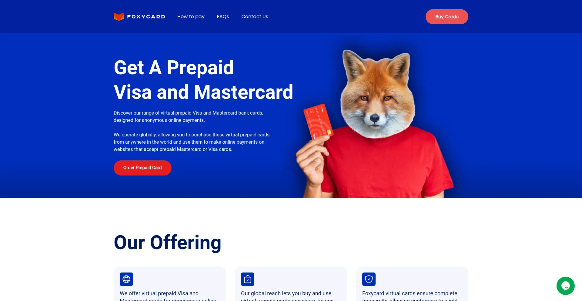Website screenshot of Foxycard.com