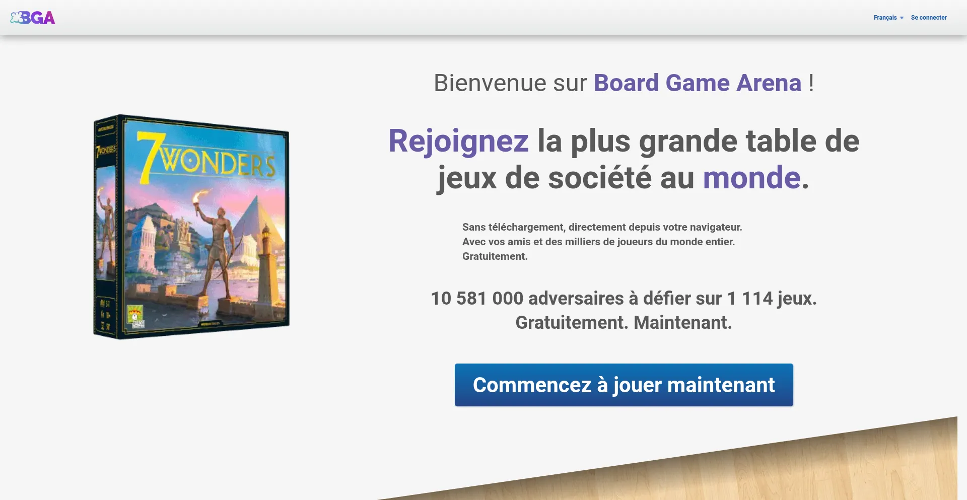 Website screenshot of Fr.boardgamearena.com