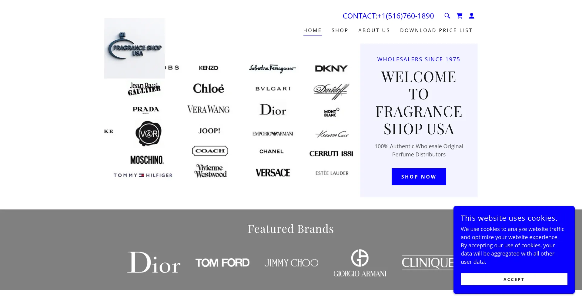 Website screenshot of Fragranceshopusa.com