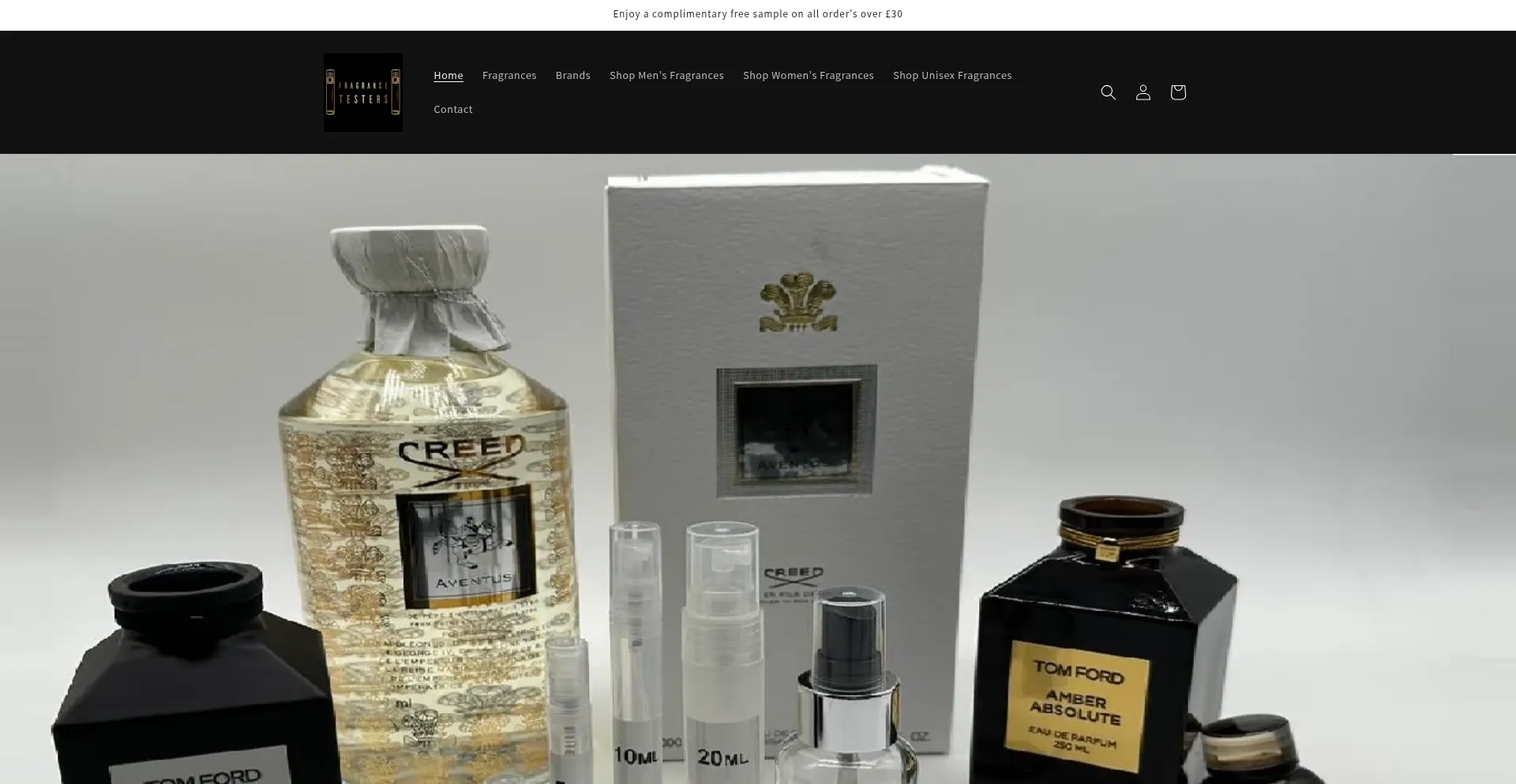 Website screenshot of Fragrancetesters.co.uk