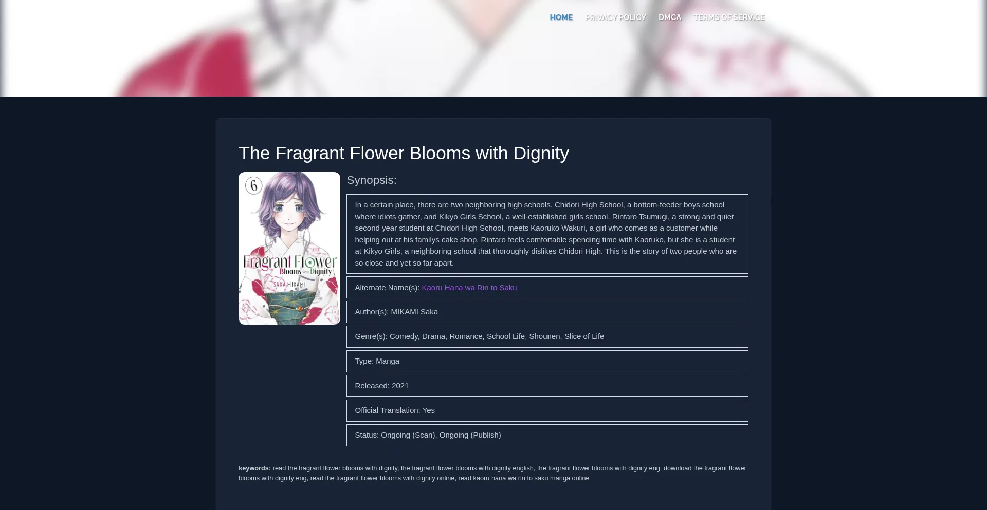 Website screenshot of Fragrantflowerbloomswithdignity.com