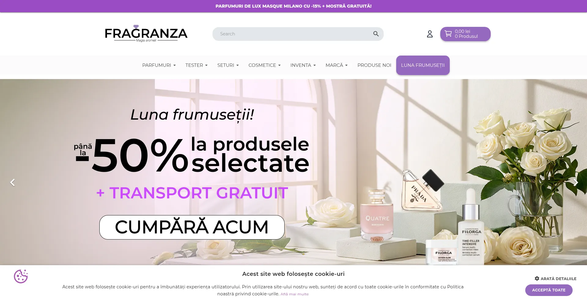 Website screenshot of Fragranza.ro