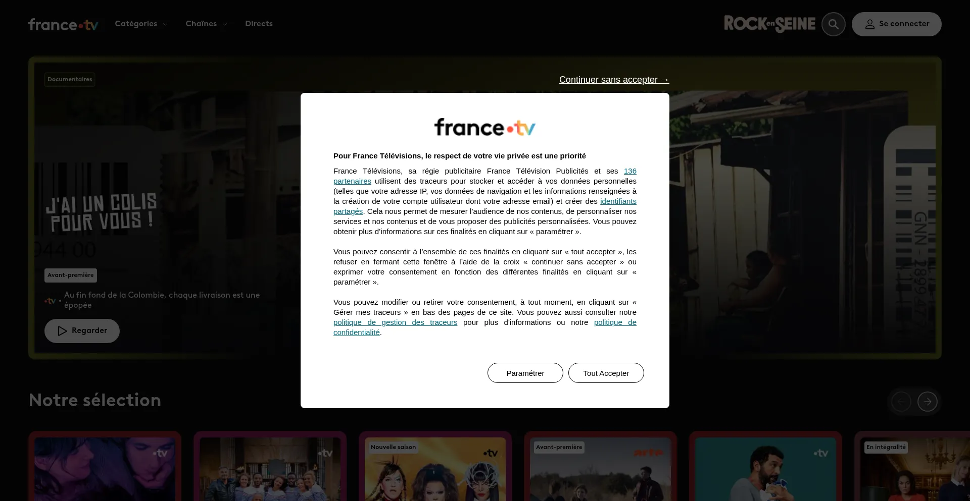 Website screenshot of France.tv