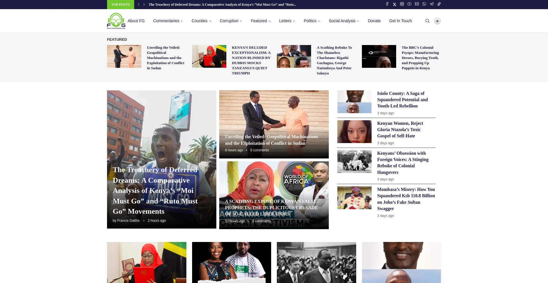 Website screenshot of Francisgaitho.com