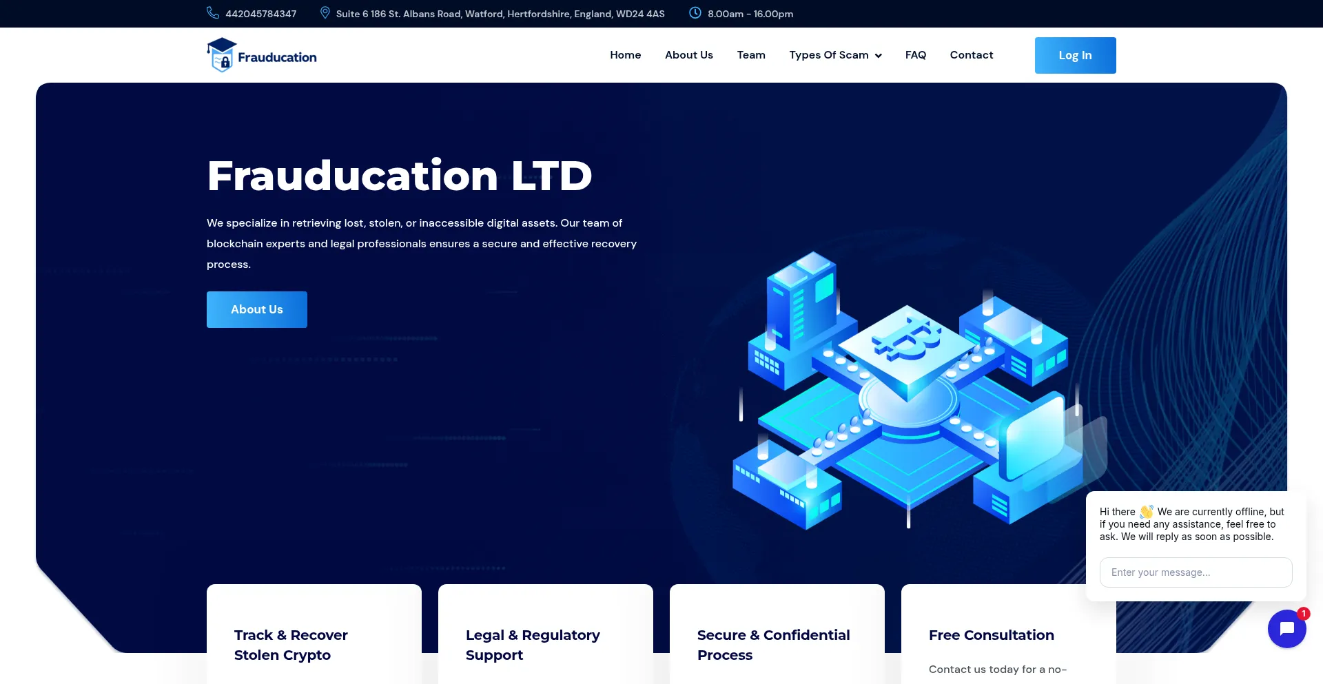 Website screenshot of Frauducation.io