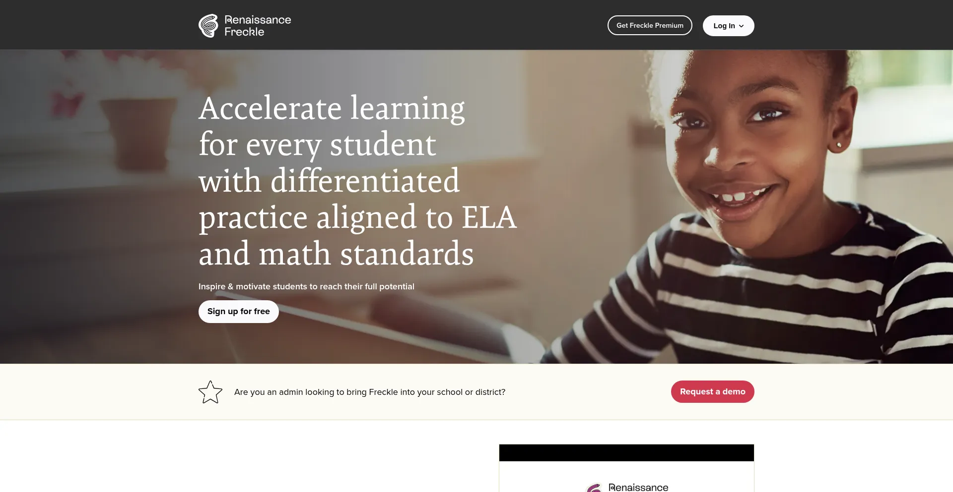 Website screenshot of Freckle.com