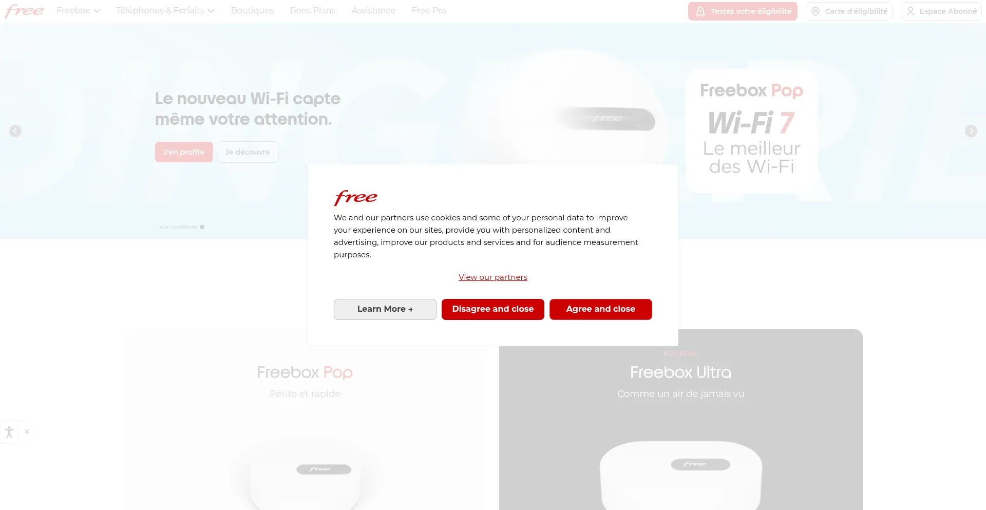 Website screenshot of Free.fr