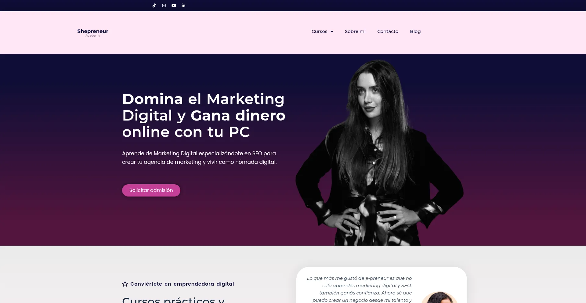 Website screenshot of Freelancerynomadadigital.com