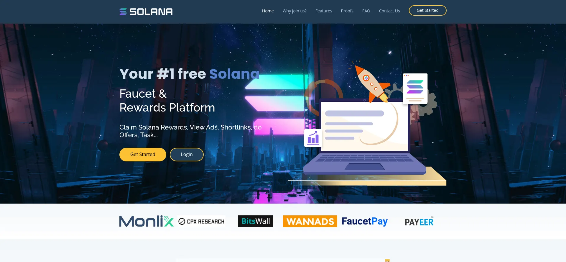 Website screenshot of Freesolana.top