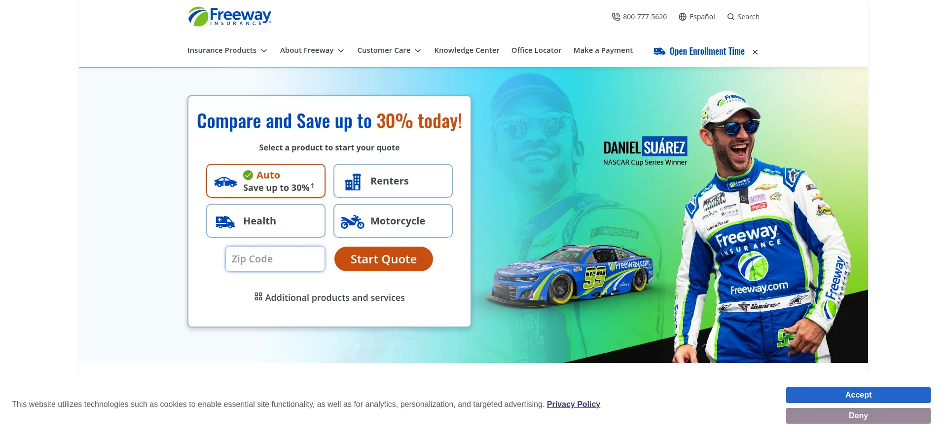 Website screenshot of Freeway.com