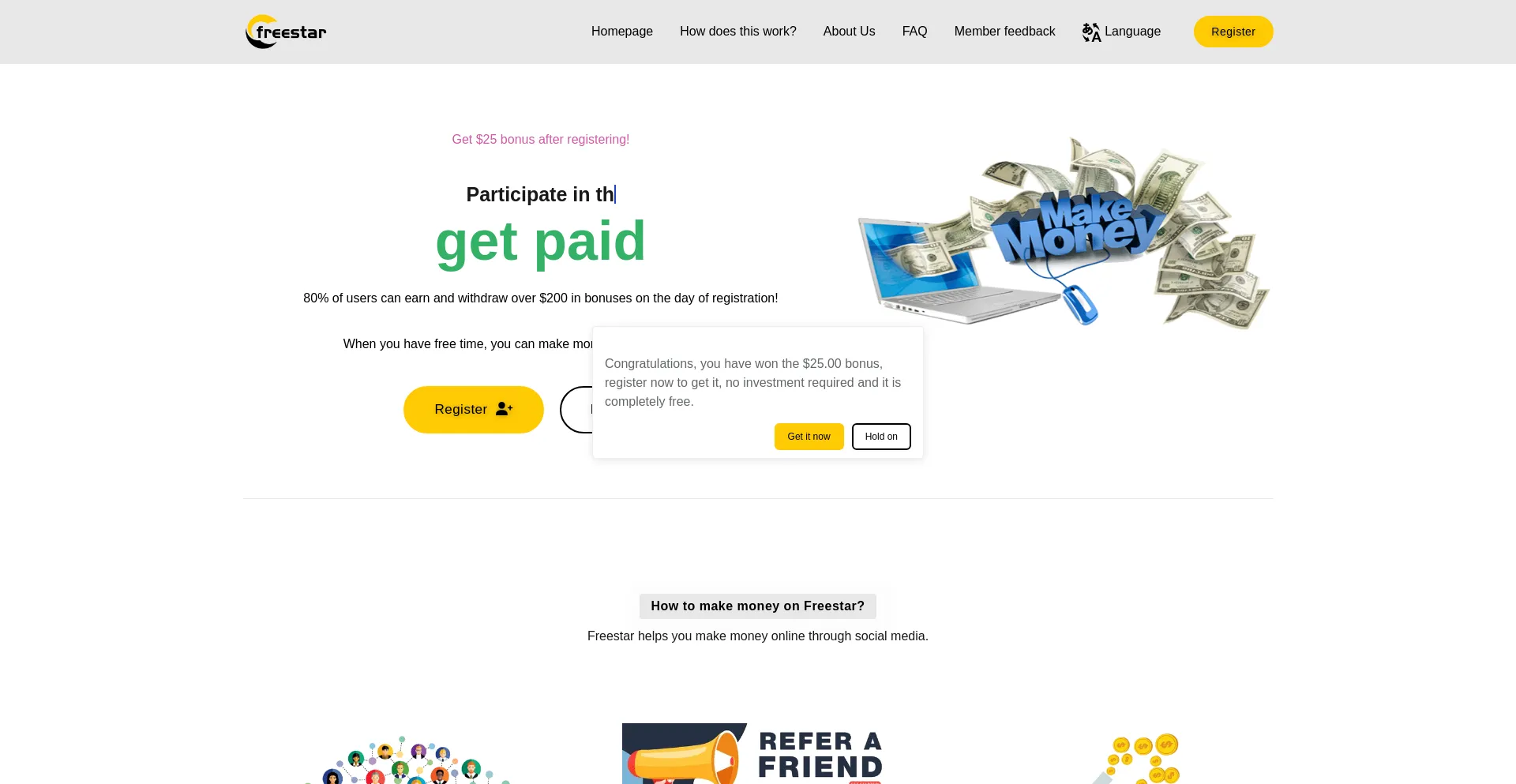 Website screenshot of Freezstar.top