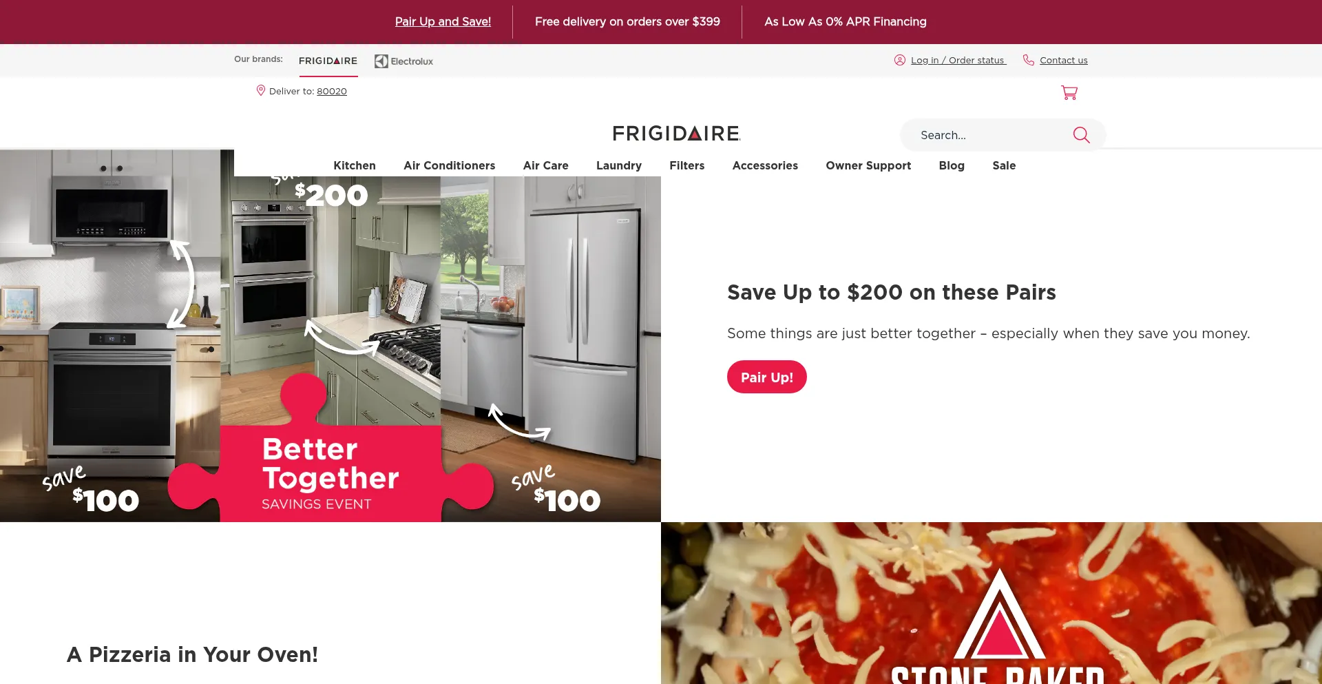Frigidaire.com Screenshot