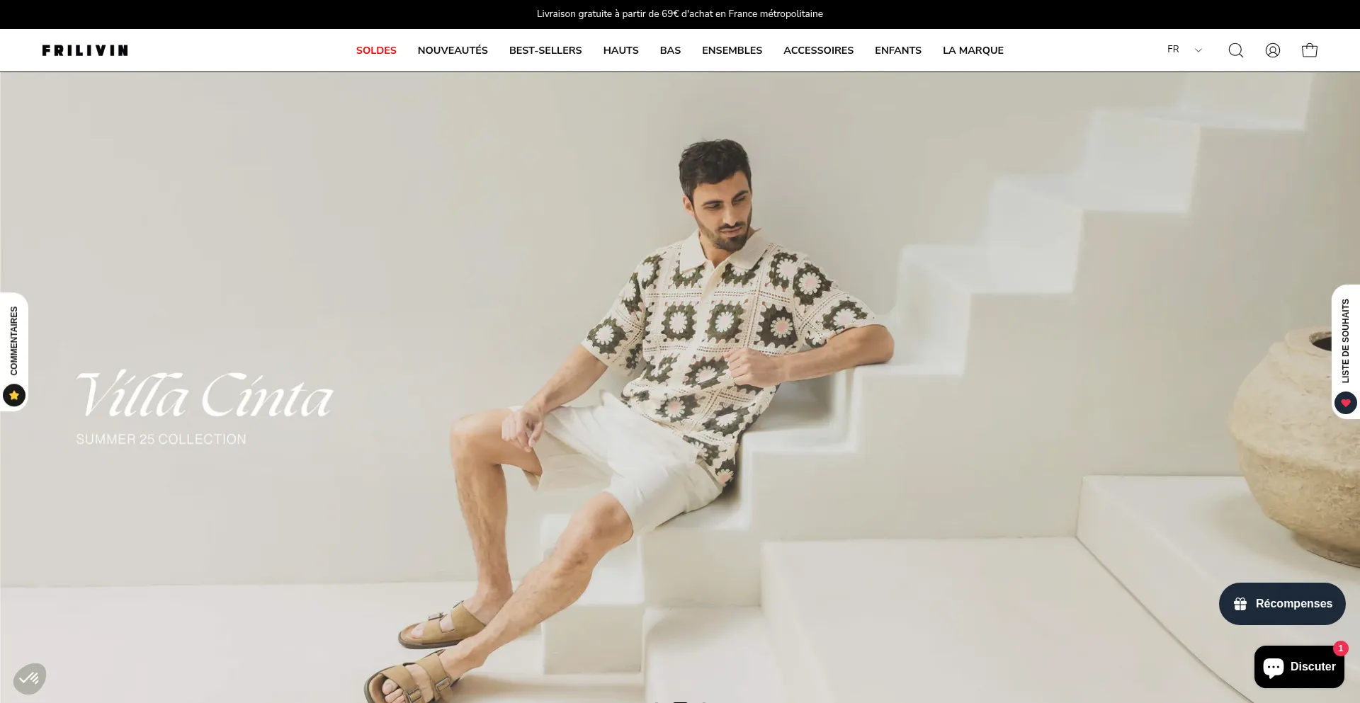 Website screenshot of Frilivin.fr