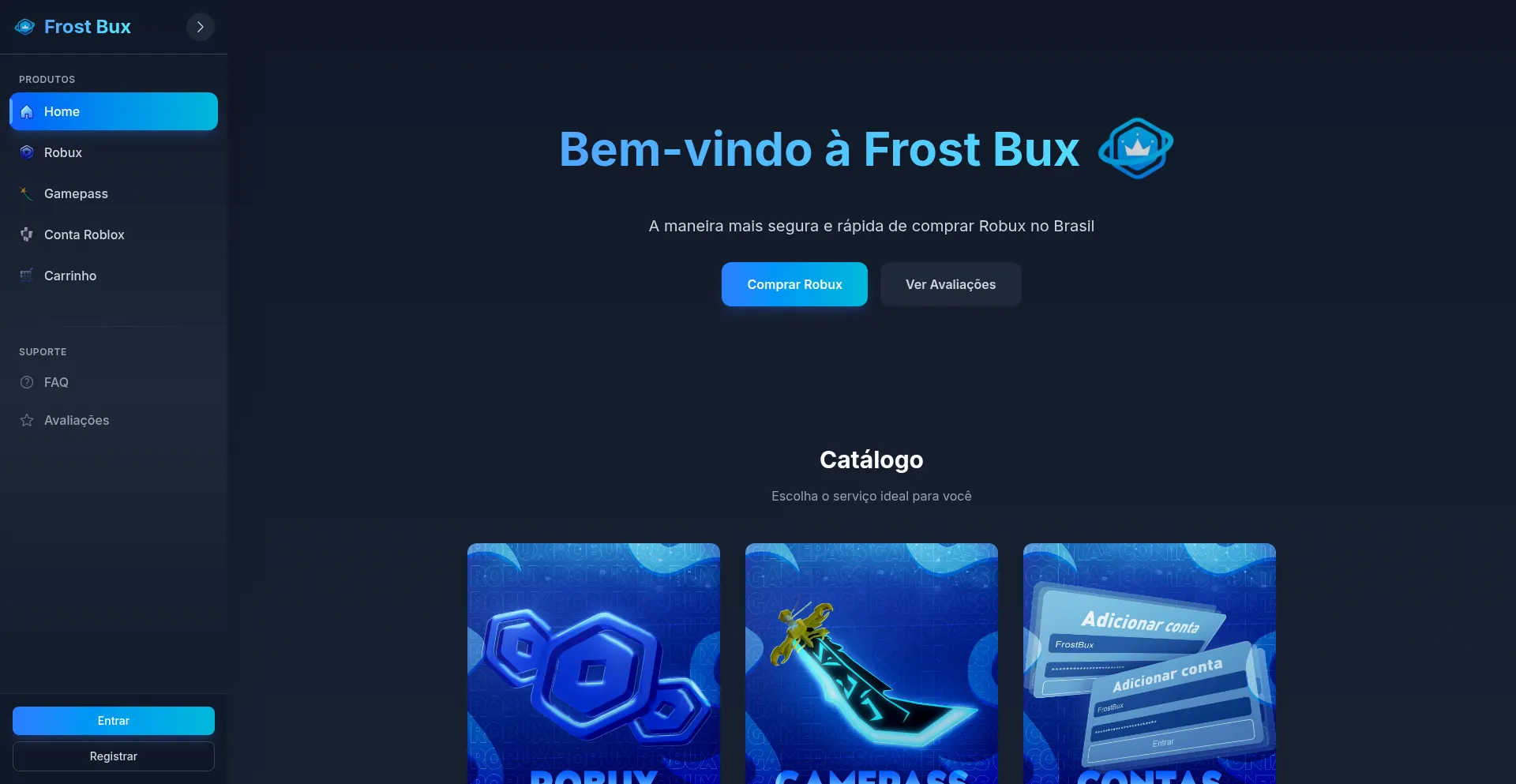 Website screenshot of Frostbux.com.br