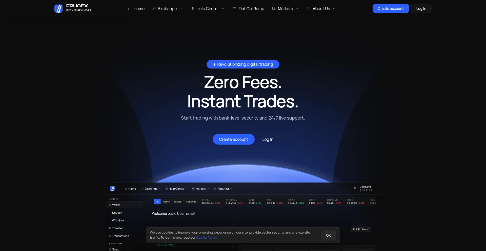 Website screenshot of Frugex.com