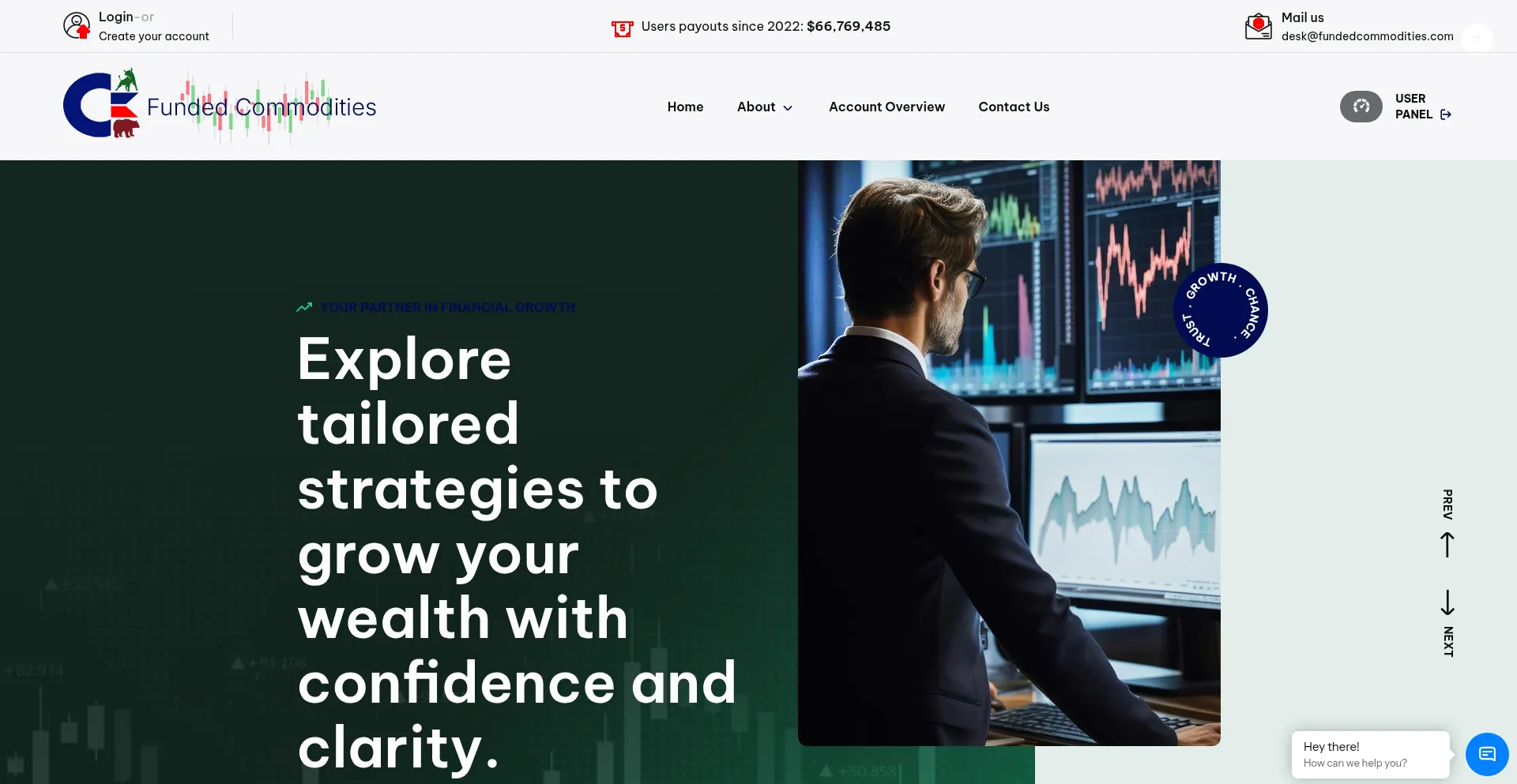 Website screenshot of Fundedcommodities.com