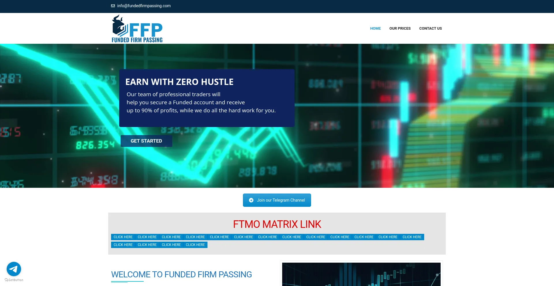 Website screenshot of Fundedfirmpassing.com