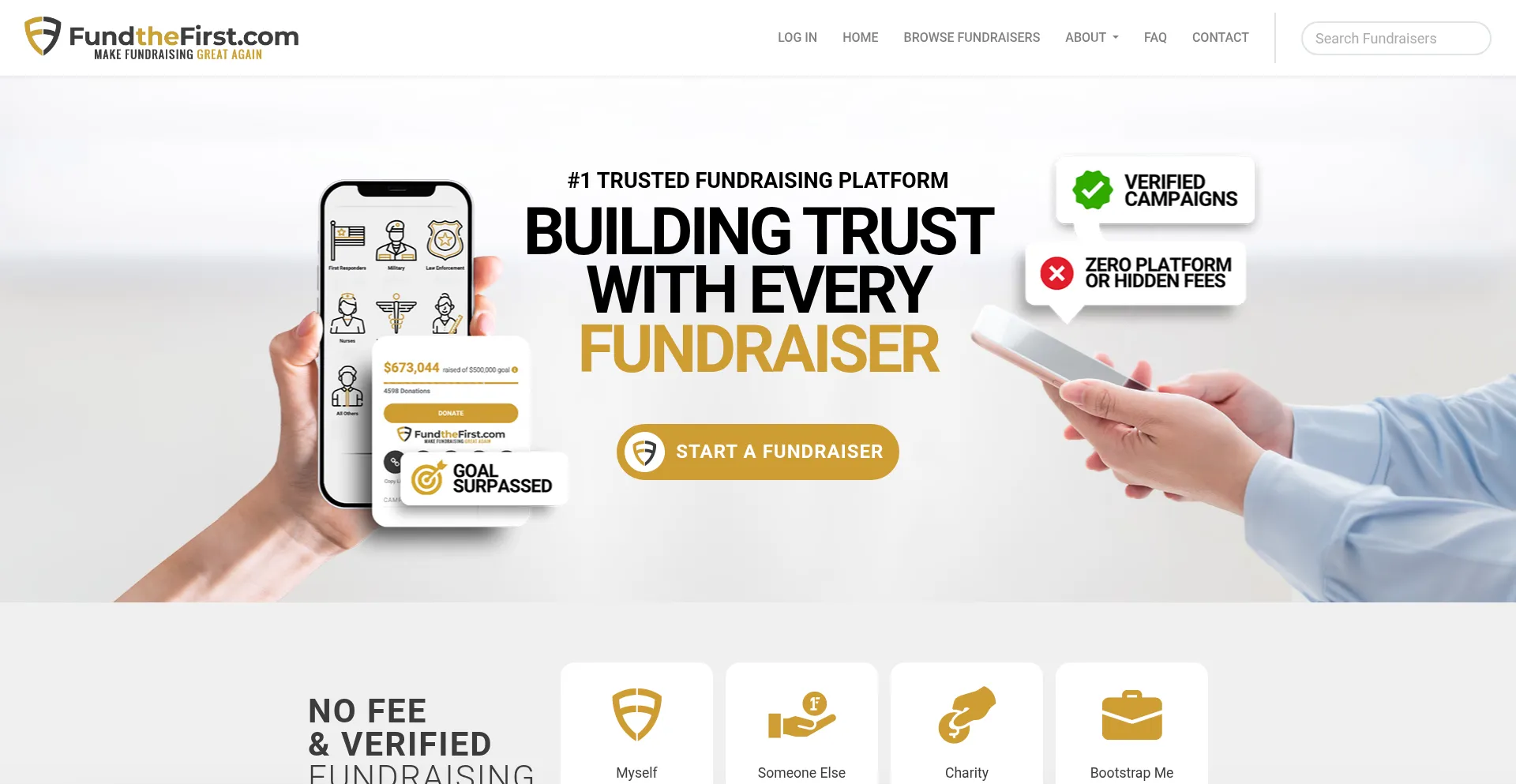 Website screenshot of Fundthefirst.com