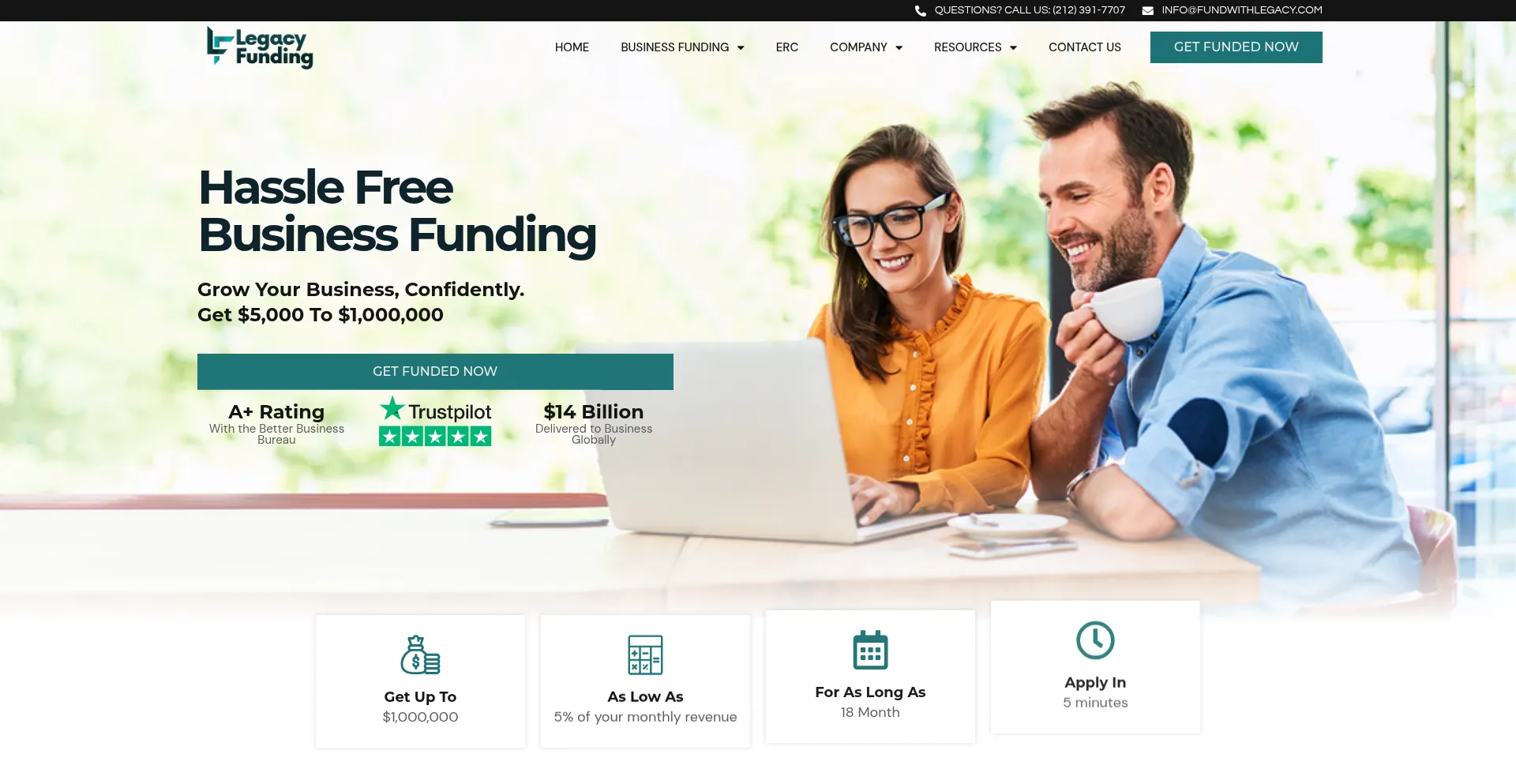 Website screenshot of Fundwithlegacy.com