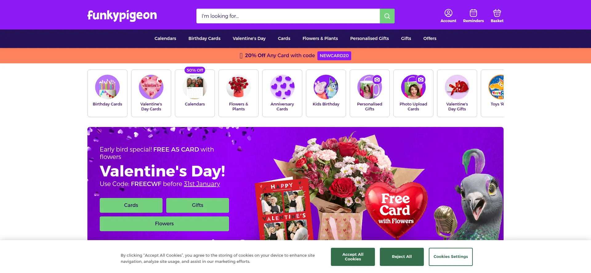 Funkypigeon.com Screenshot