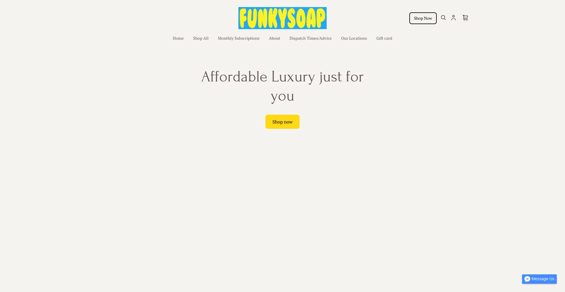 Website screenshot of Funkysoap.co.uk