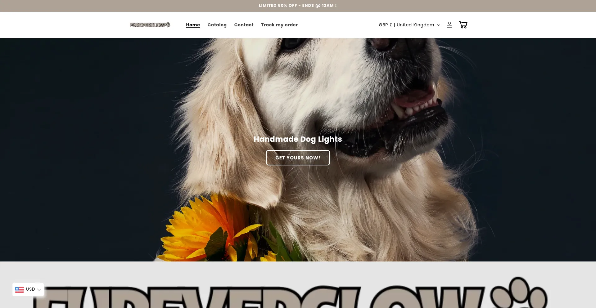 Website screenshot of Fureverglow.com