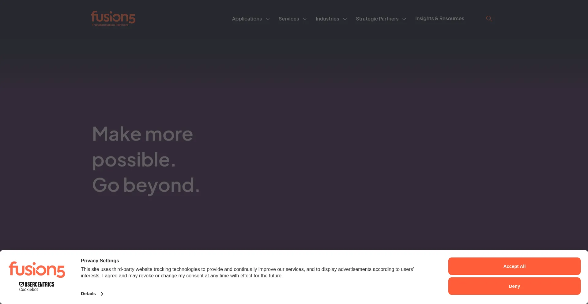 Website screenshot of Fusion5.com