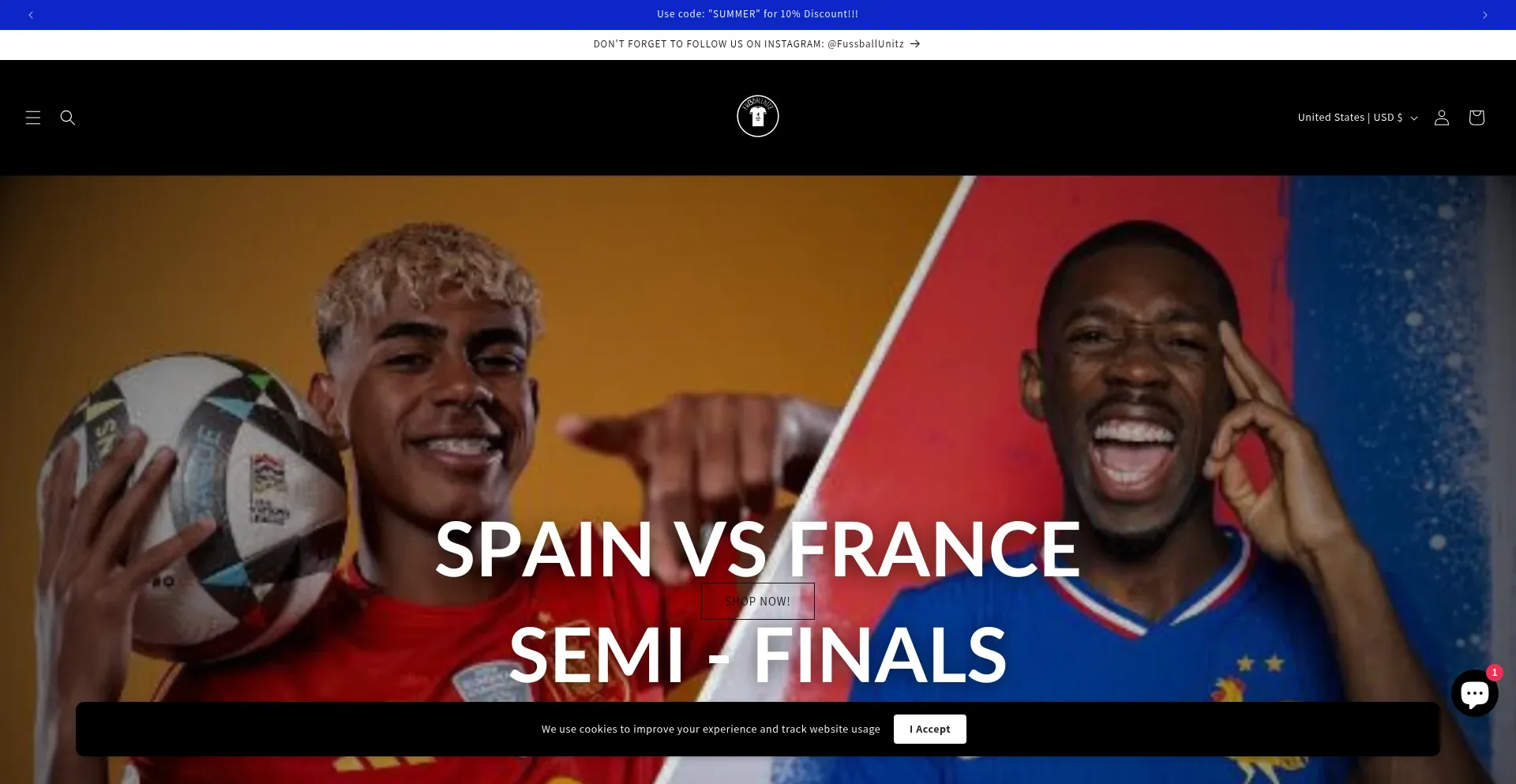 Website screenshot of Fussballunitz.store