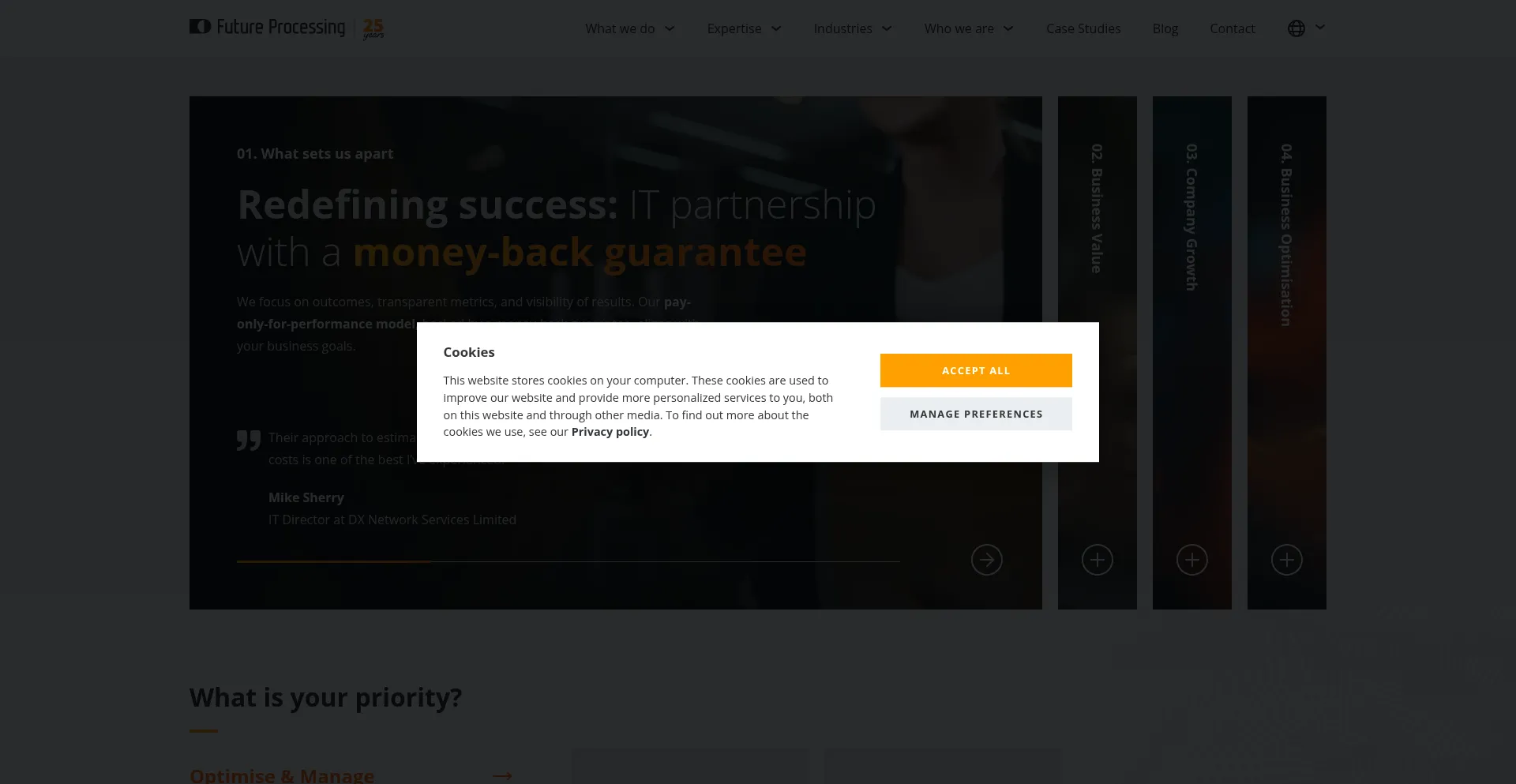Website screenshot of Future-processing.com