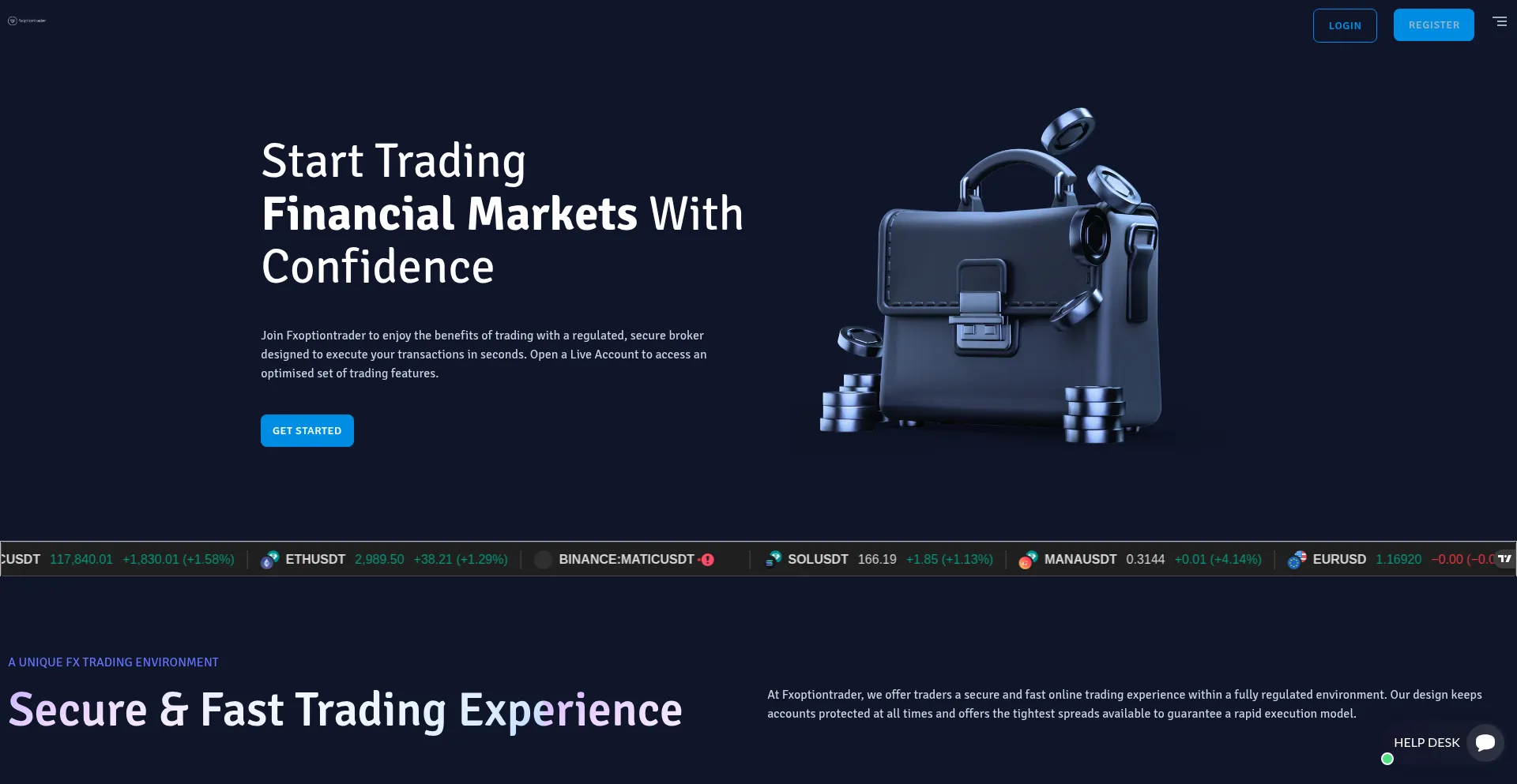 Website screenshot of Fxoptiontrader.org