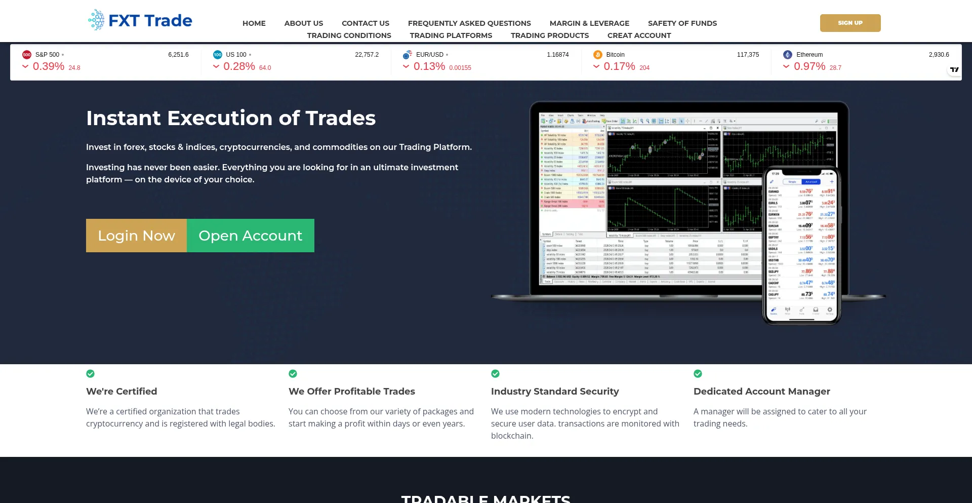 Website screenshot of Fxt-tradeglobal.com
