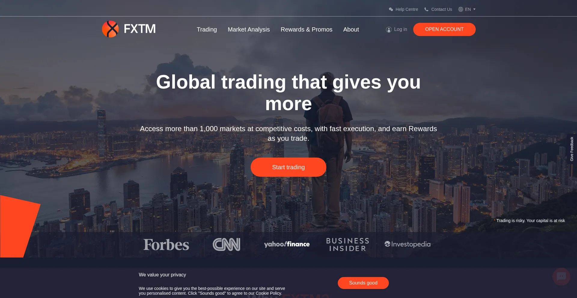 Website screenshot of Fxtm.com