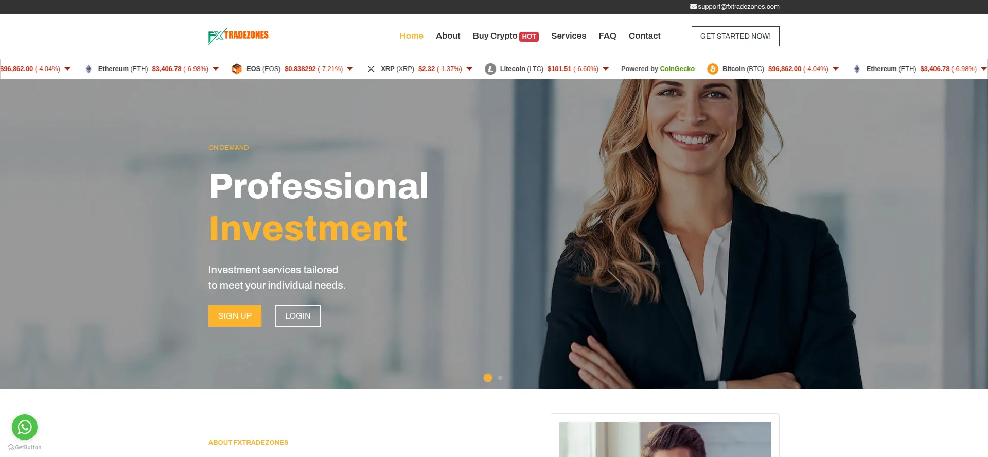 Website screenshot of Fxtradezones.com