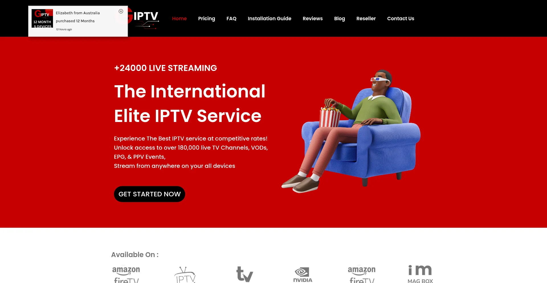 Website screenshot of G-iptv.com