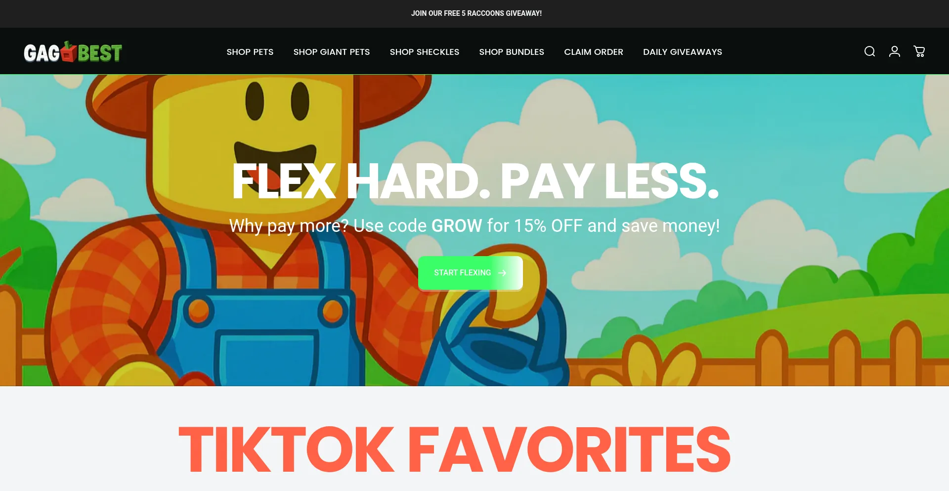 Website screenshot of Gag.best