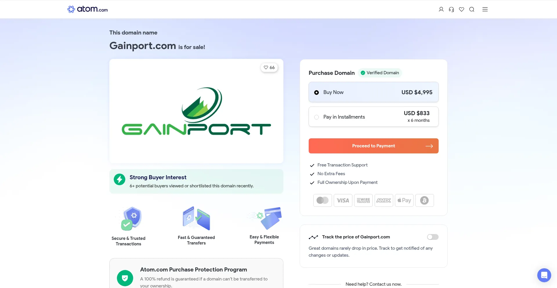 Website screenshot of Gainport.com