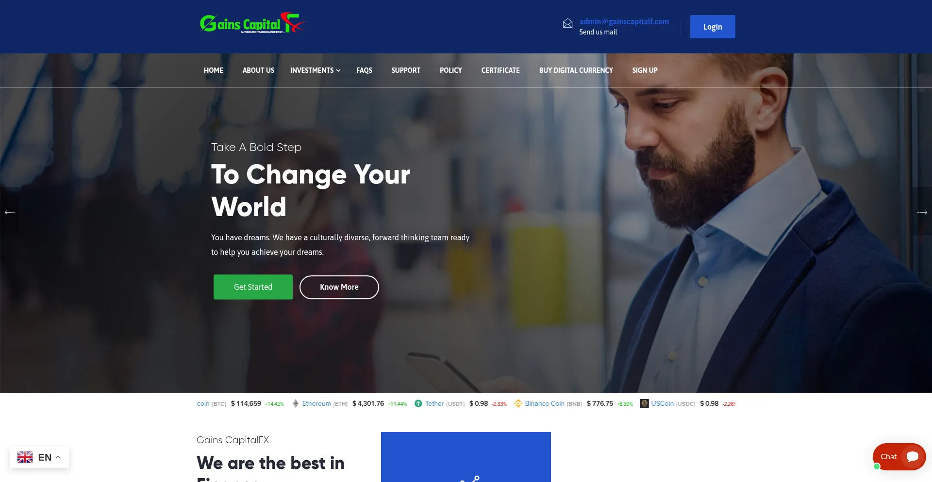 Website screenshot of Gainscapitalf.com