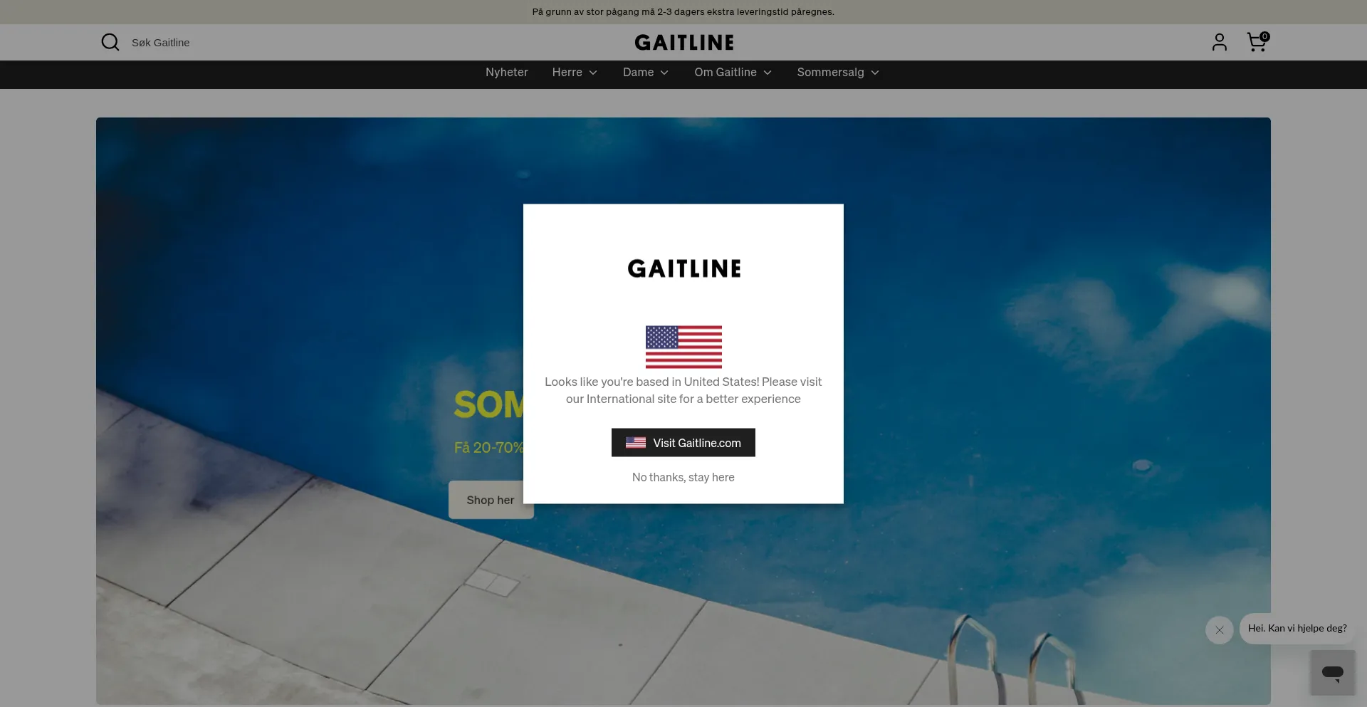 Website screenshot of Gaitline.no