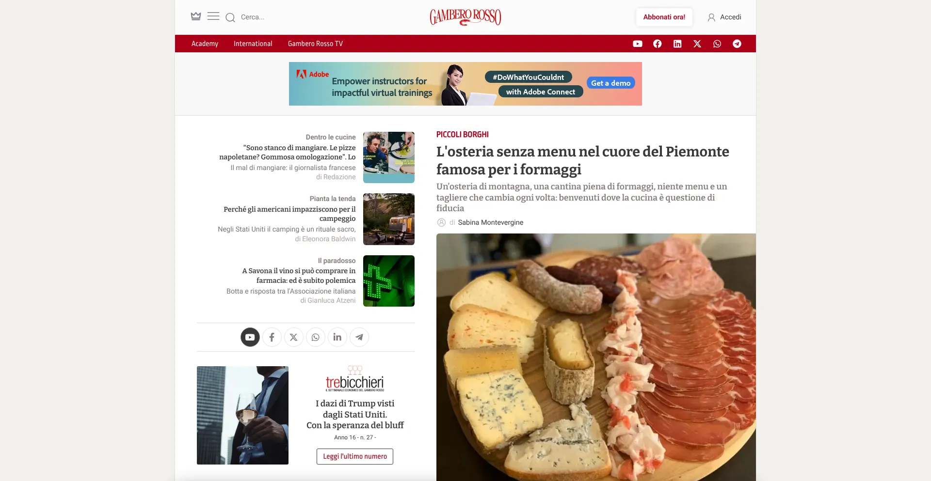 Website screenshot of Gamberorosso.it