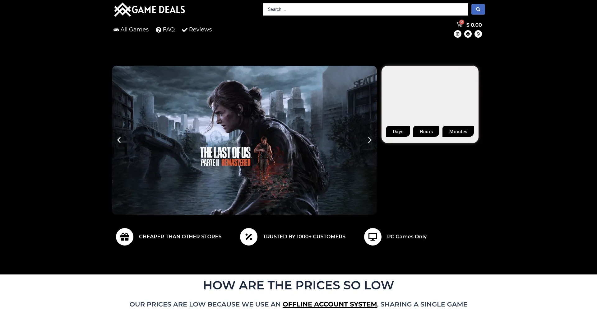 Website screenshot of Gamedealsint.com