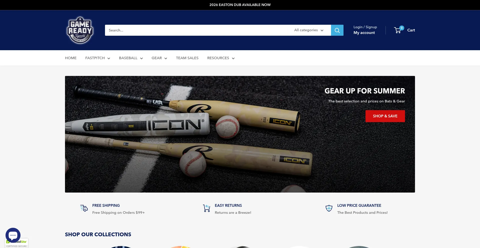 Website screenshot of Gamereadysports.com