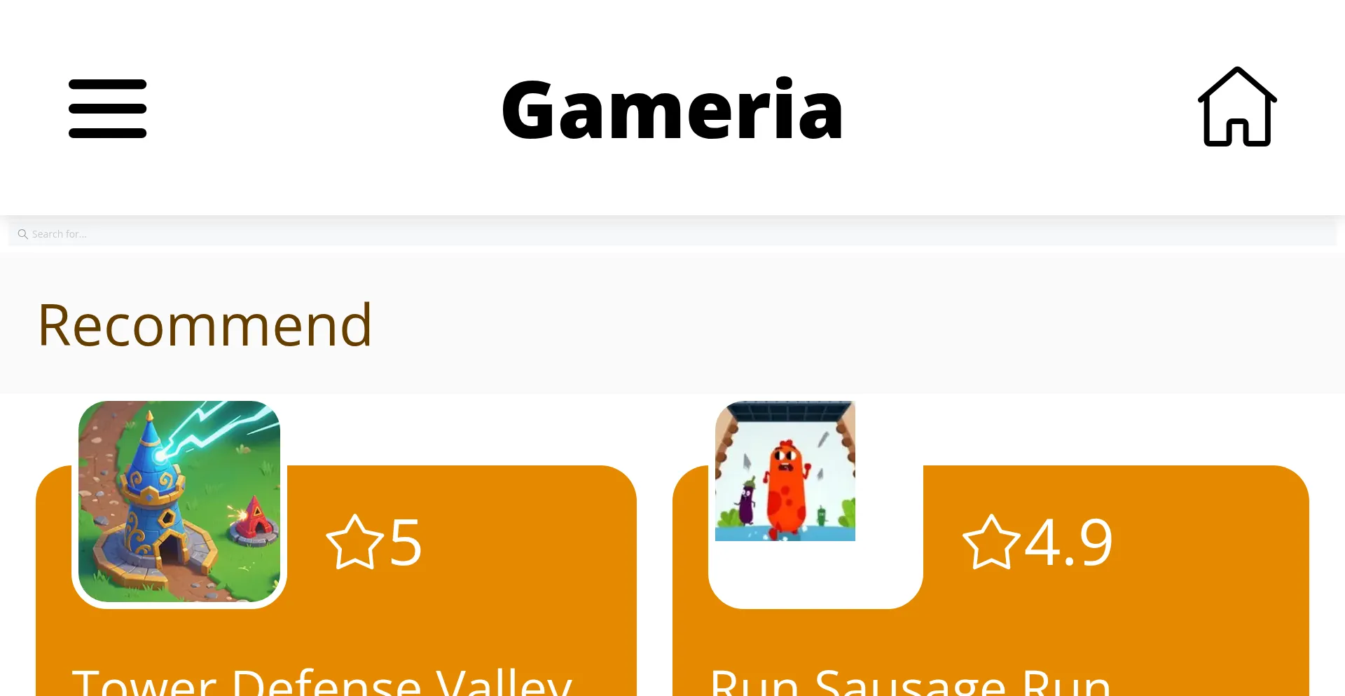 Website screenshot of Gameria.cc