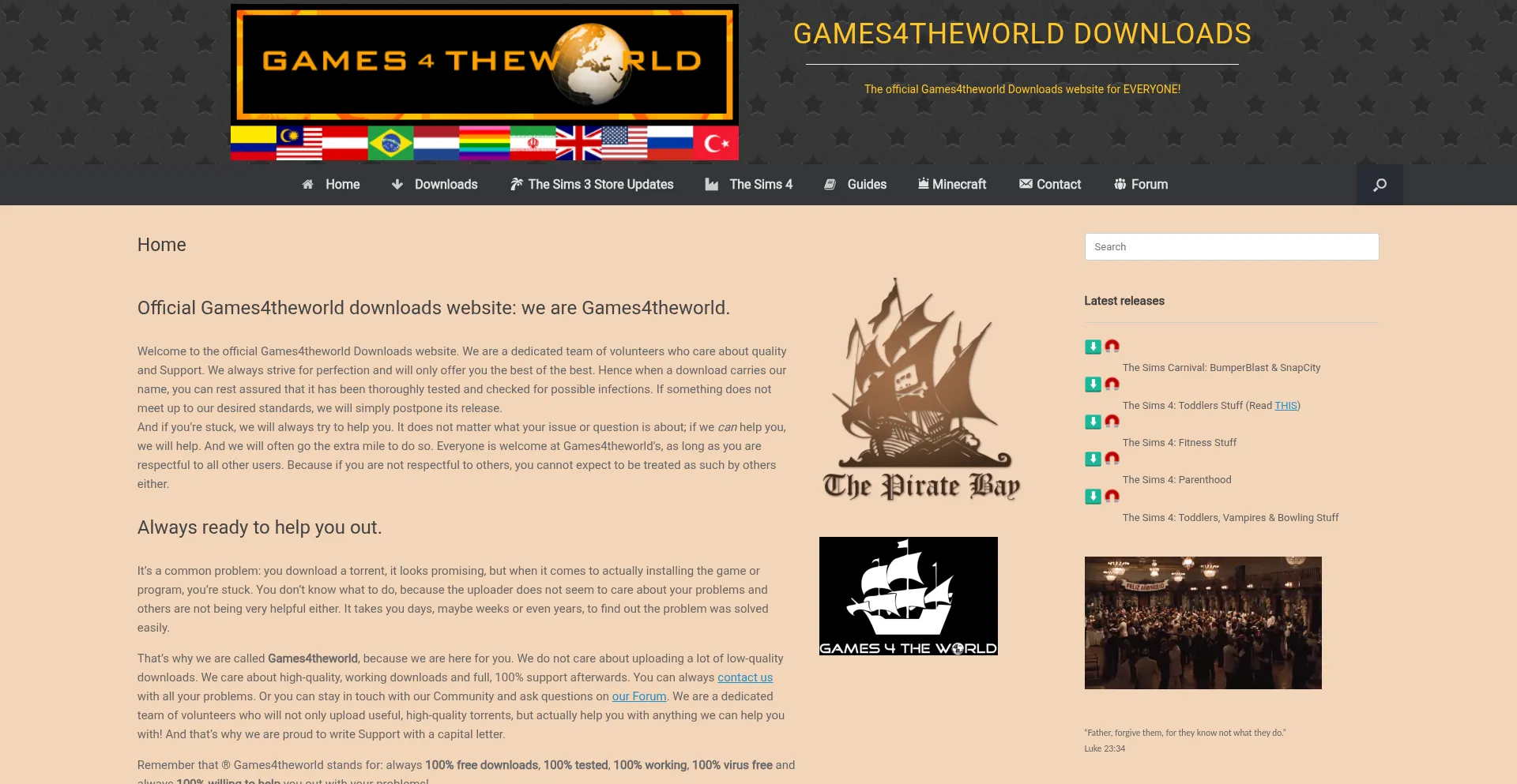 Website screenshot of Games4theworld.org